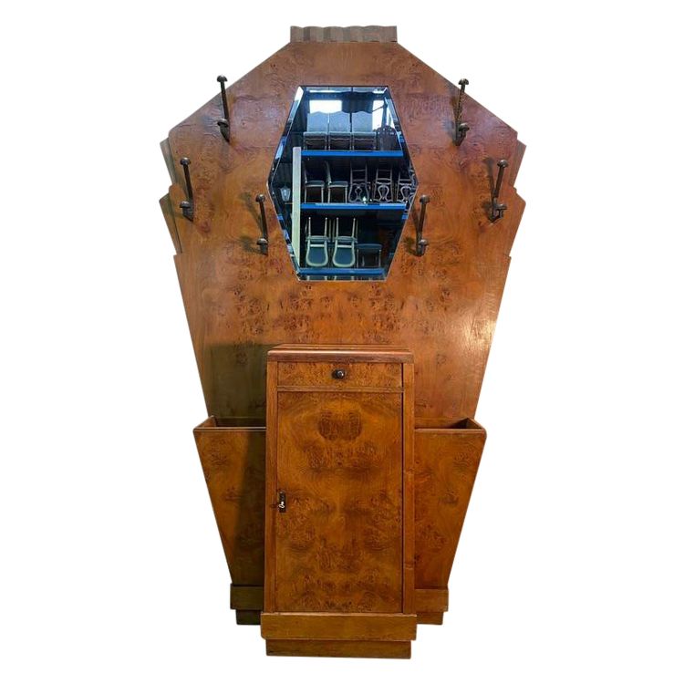 Garderobe - Art Deco Garderobe aus Ulmenholz