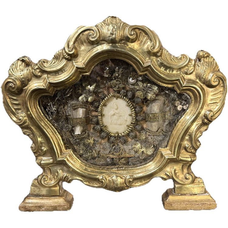 Reliquaire Rocaille Aux Deux Reliques - Début XIXe