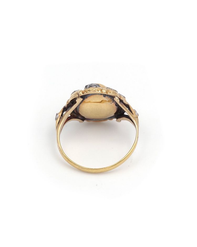 Bague Ibérique Fleur Diamants 18e En Or 18 Karats, Bague Espagnole, Bijou XVIIIe Siècle