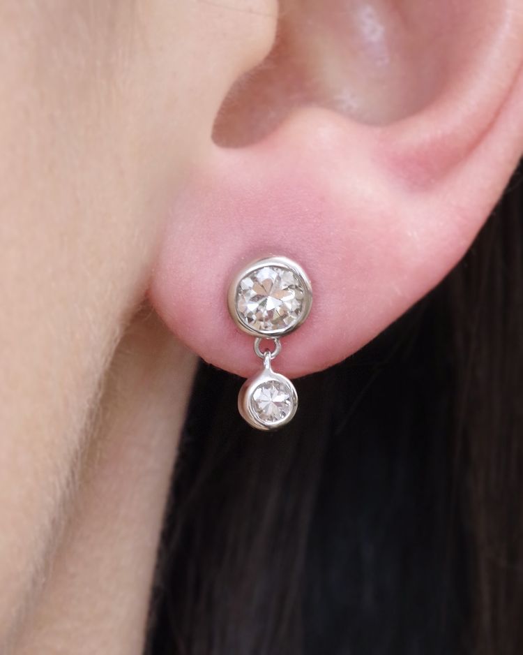 Diamantohrringe 1,18 ct in 18 Karat Weißgold, Vintage-Schmuckstück