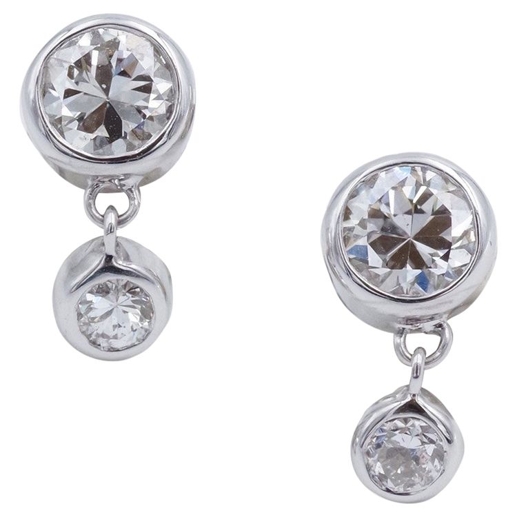Diamantohrringe 1,18 ct in 18 Karat Weißgold, Vintage-Schmuckstück