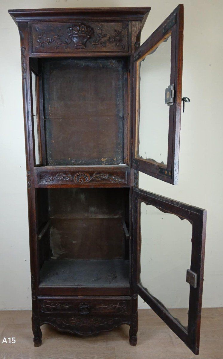 Louis XV Provençal Oak Display Case Circa 1850-1880
