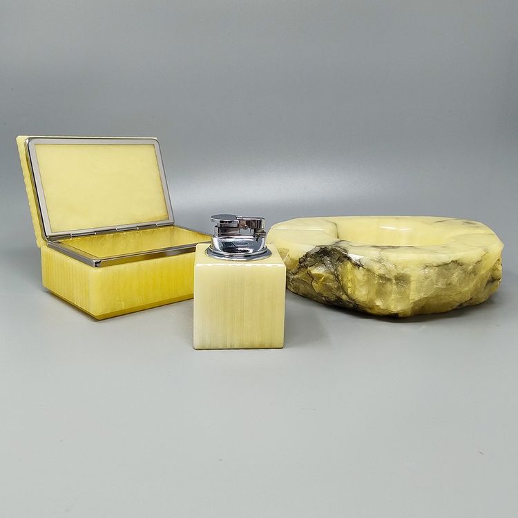 1960 Gorgeous Alabaster Smoking Set by Romano Bianchi