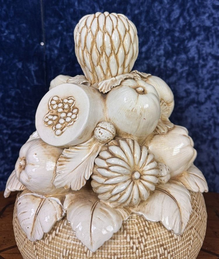 ceramic sculpture with fruit design signed ALESSI 1977