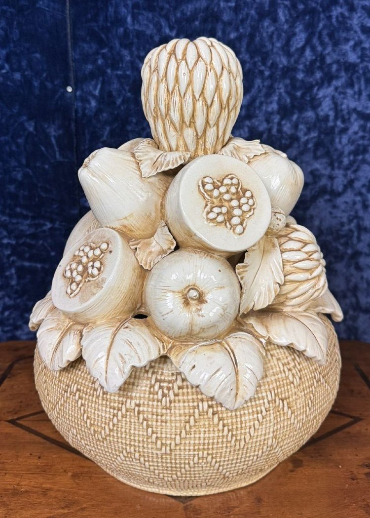 ceramic sculpture with fruit design signed ALESSI 1977