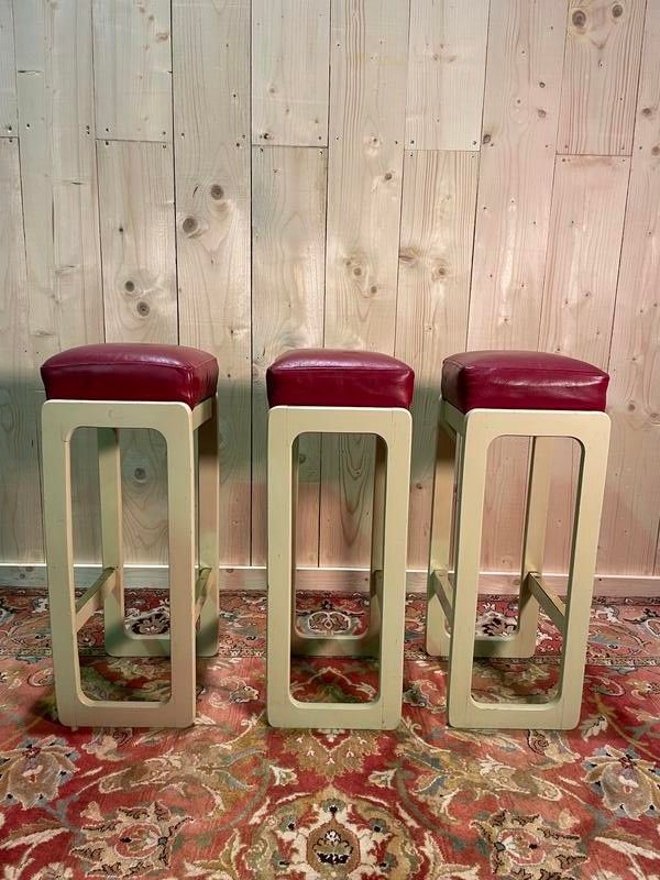 Suite de 3 tabourets de bar 1970 