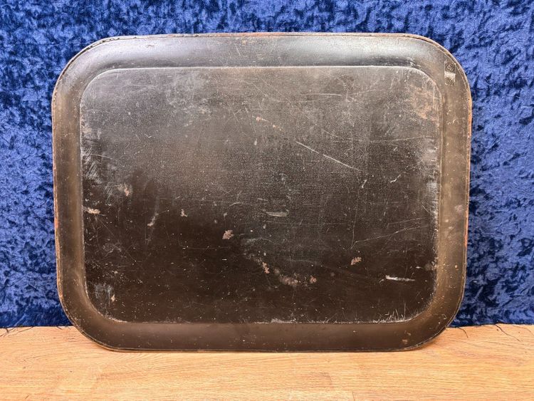 Large Tray In Painted Sheet Metal Napoleon III Period About 1880 Decorated With Antique Characters