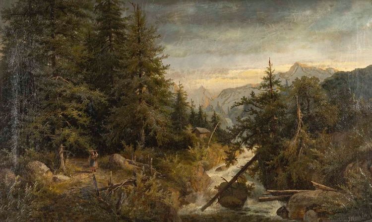 Dipinto ad olio su tela, sottobosco, fine XIX secolo