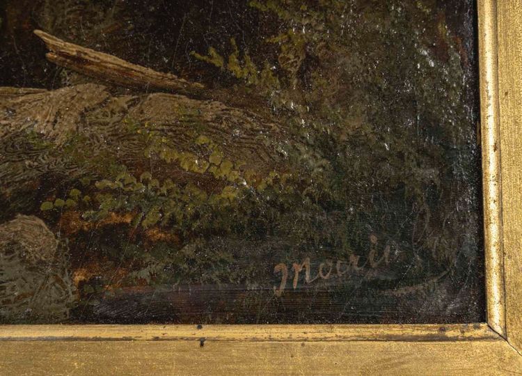 Dipinto ad olio su tela, sottobosco, fine XIX secolo
