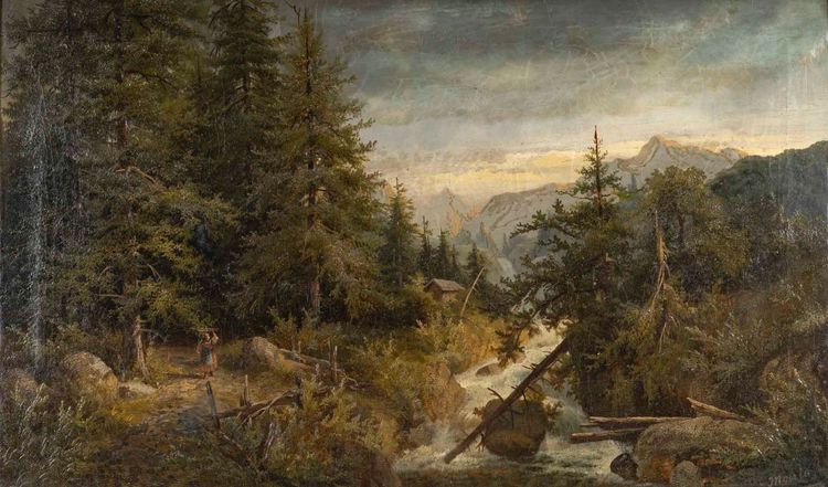 Dipinto ad olio su tela, sottobosco, fine XIX secolo