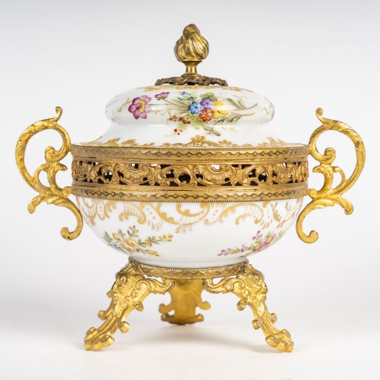 A Porcelain and Gilt Bronze Incense Burner, Early 20th Century