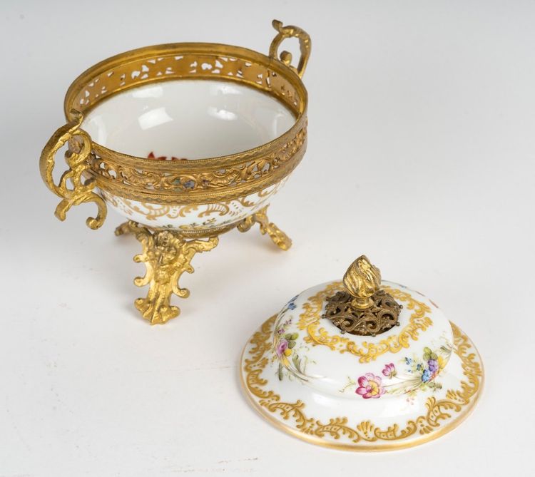 A Porcelain and Gilt Bronze Incense Burner, Early 20th Century