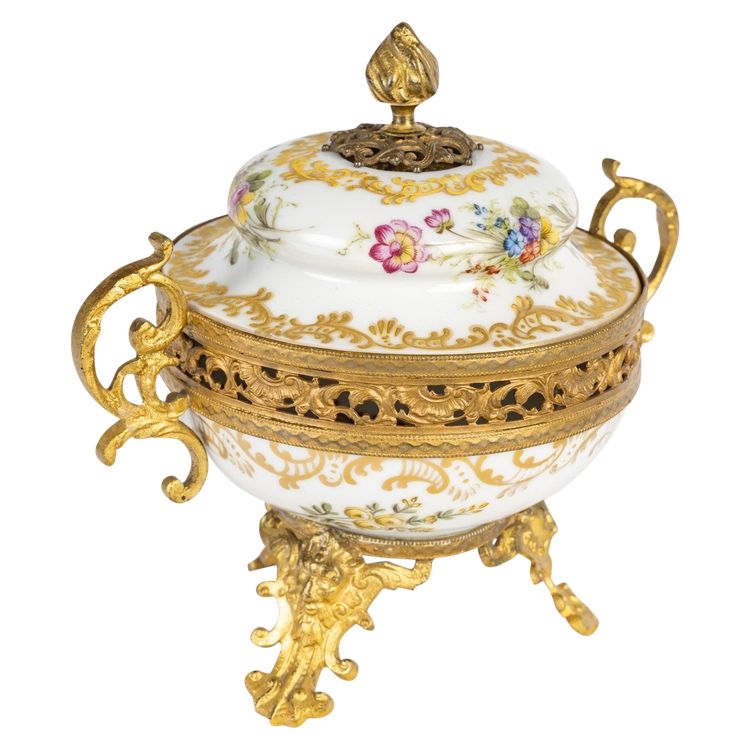 A Porcelain and Gilt Bronze Incense Burner, Early 20th Century