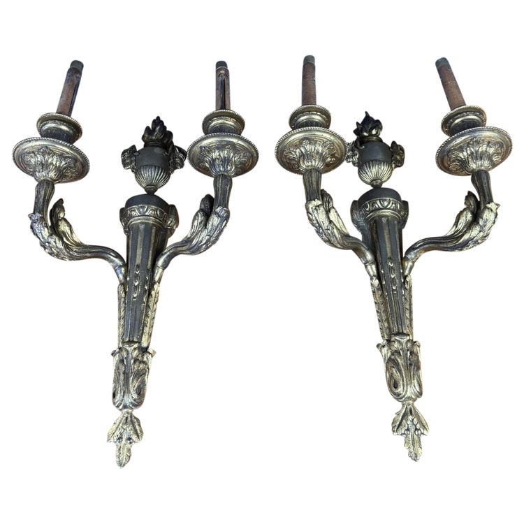 Paire D’appliques Style Lxvi En Bronze Doré