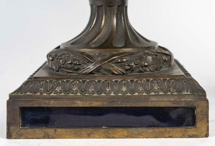 A Pair of Blue Porcelain and Gilt Bronze Vases, 19th Century
