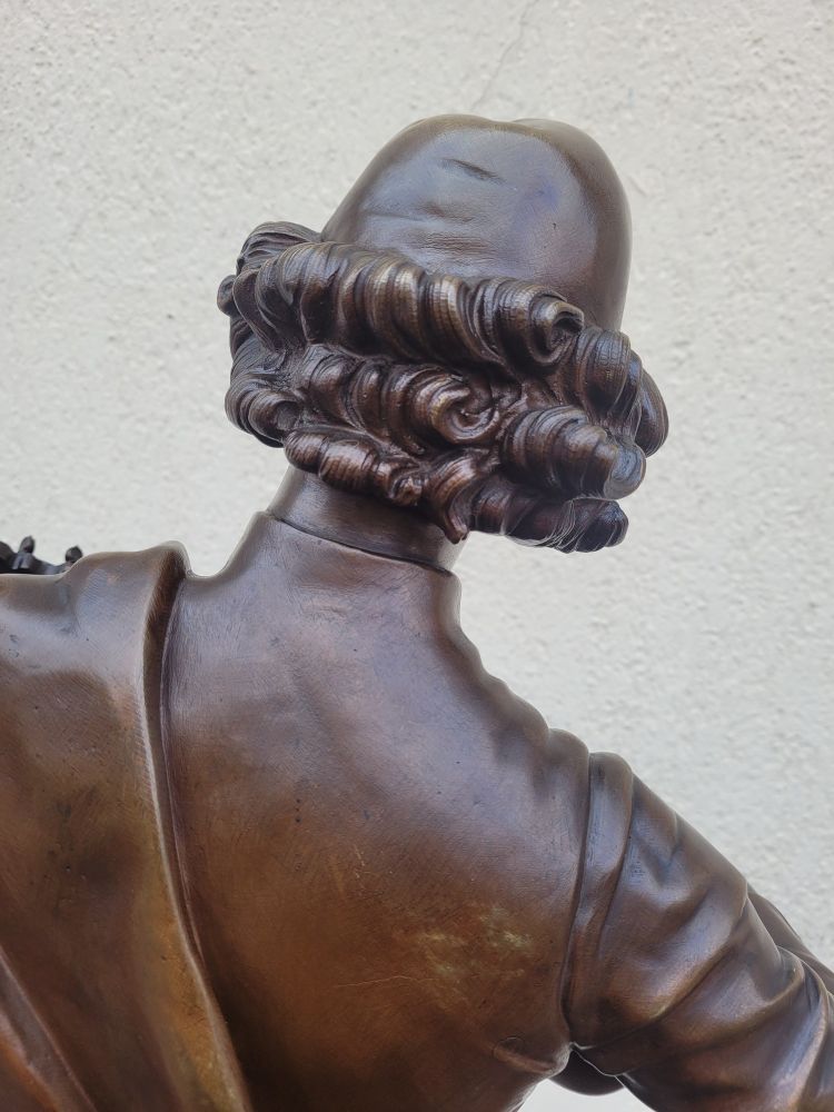 Paul Dubois, Il cantore fiorentino del XV secolo, bronzo firmato, XIX secolo