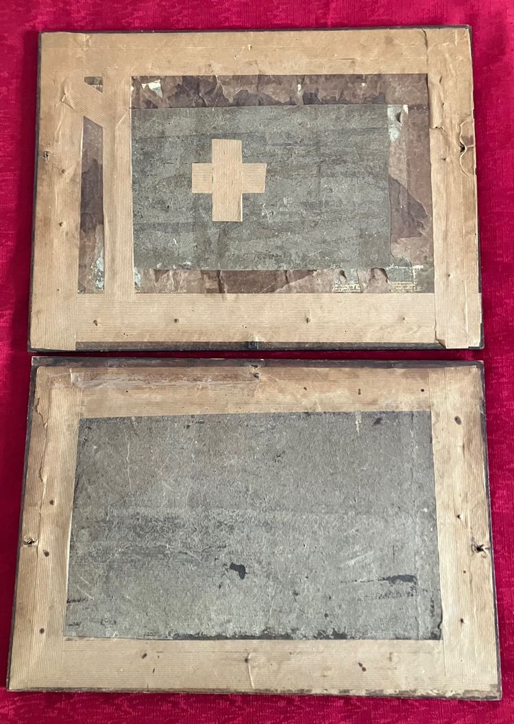 Large pair of mid 18th century antique optical views circa 1740