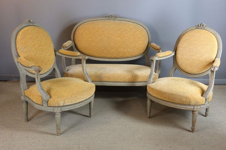 Salon en bois laqué style Louis XVI