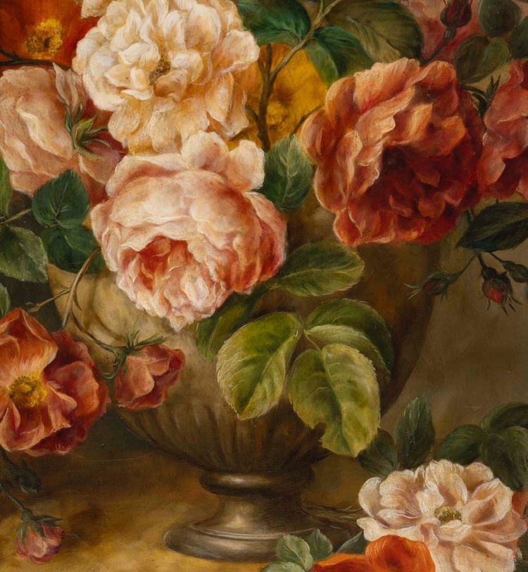 Ein Blumengemälde, Öl auf Leinwand, im flämischen Stil, spätes 19. Jahrhundert