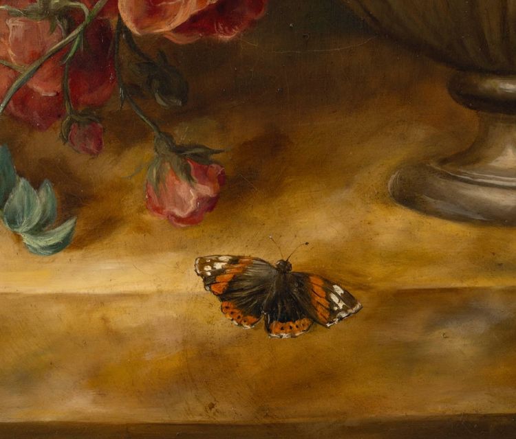 Ein Blumengemälde, Öl auf Leinwand, im flämischen Stil, spätes 19. Jahrhundert