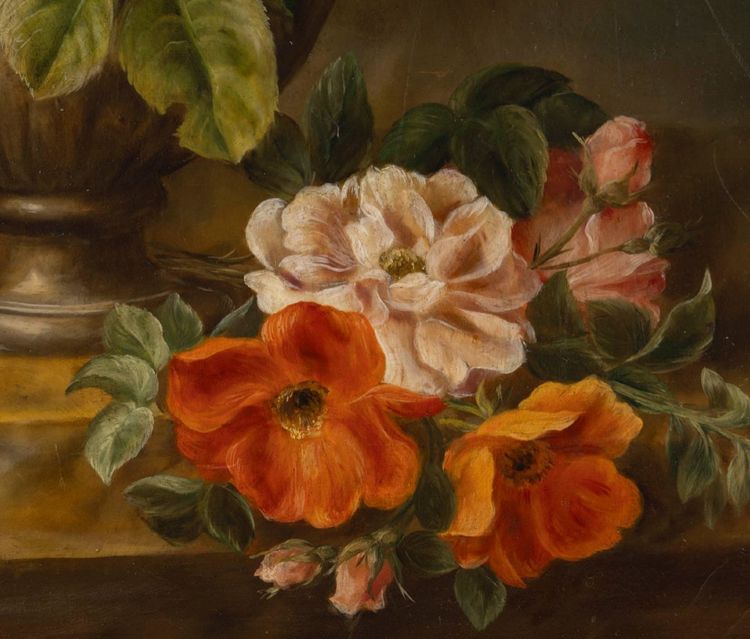 Ein Blumengemälde, Öl auf Leinwand, im flämischen Stil, spätes 19. Jahrhundert