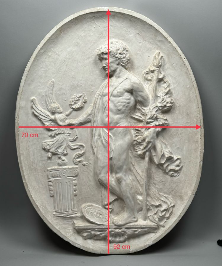 Zwei große Medaillons aus Gips , antikes Dekor circa 1880
