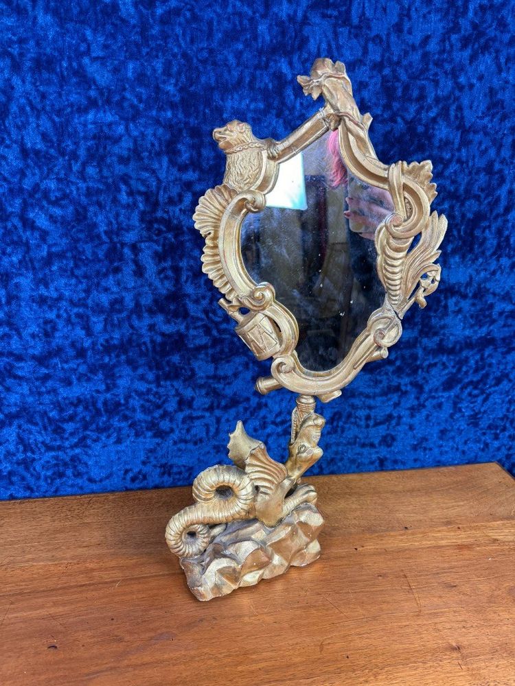 d'Après Gabriel Viardot: Miroir Au Dragon En Bois Doré Circa 1880