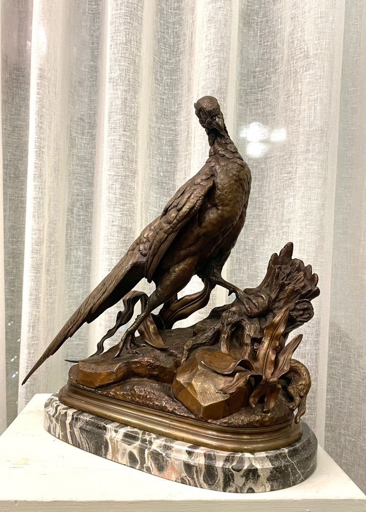 Sculpture En Bronze XIX Siècle Jules Moigniez « poule Faisane »