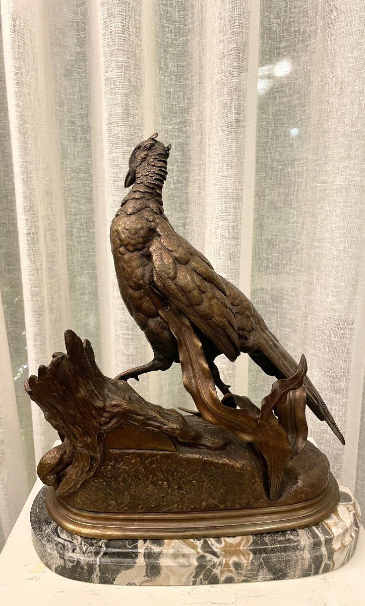 Sculpture En Bronze XIX Siècle Jules Moigniez « poule Faisane »