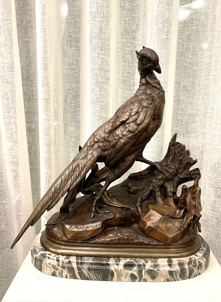 Sculpture En Bronze XIX Siècle Jules Moigniez « poule Faisane »