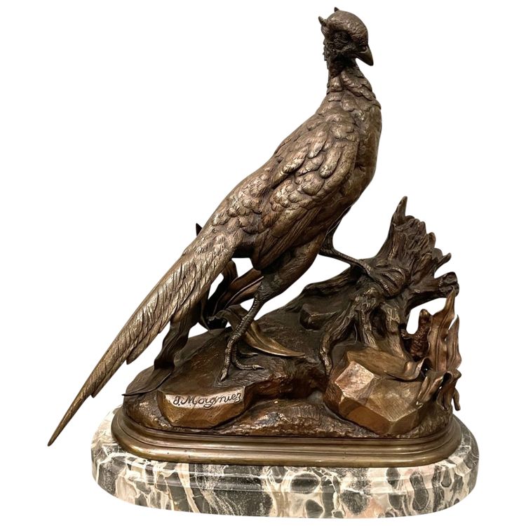 Sculpture En Bronze XIX Siècle Jules Moigniez « poule Faisane »
