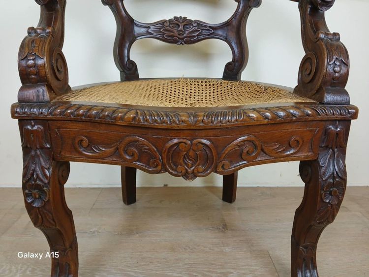 Fauteuil De Bureau Style Renaissance En Chêne Massif Vers 1850