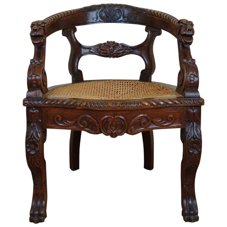 Fauteuil De Bureau Style Renaissance En Chêne Massif Vers 1850