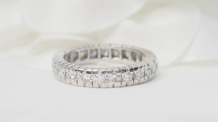 Amerikanischer Trauring aus Platin und Diamanten 0.92ct