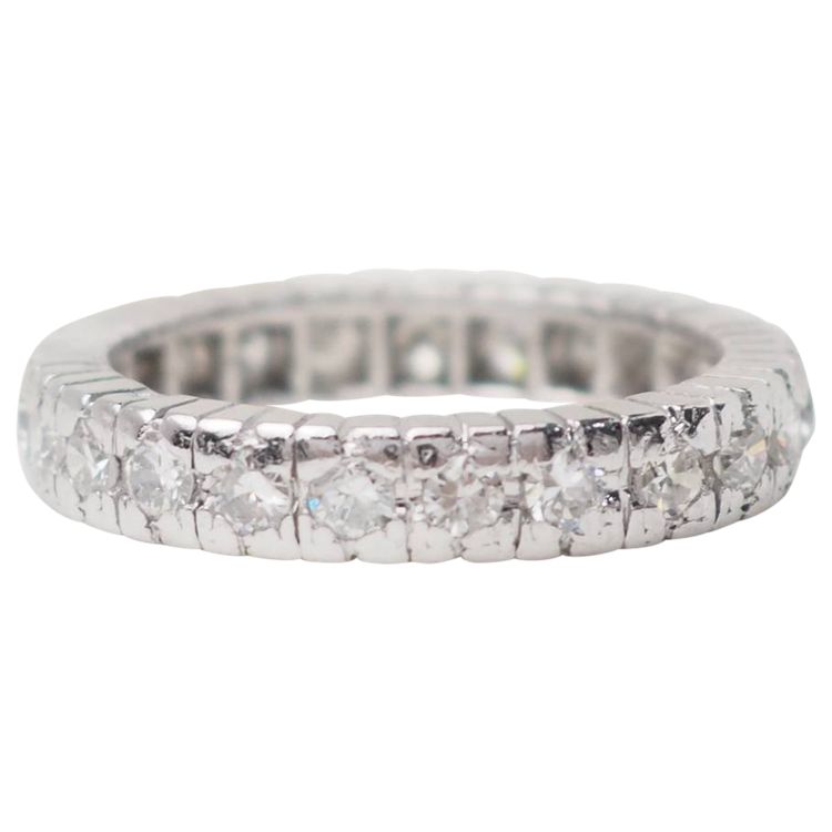 Amerikanischer Trauring aus Platin und Diamanten 0.92ct