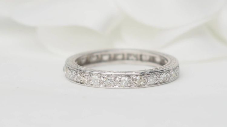 Fede americana in platino e diamanti 0,80ct