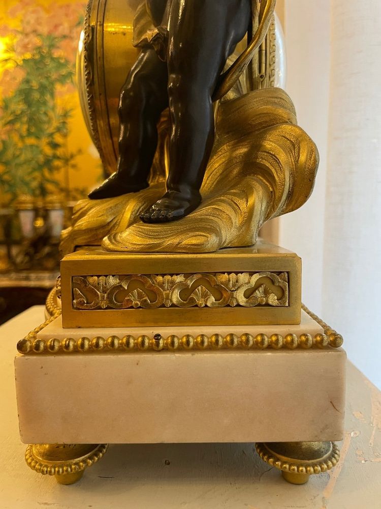 Louis XVI Style Clock Eugène Bazart Paris “Love Triumphing Over War”
