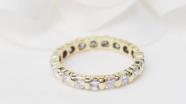 Fede americana in oro giallo e diamanti 1,33 carati