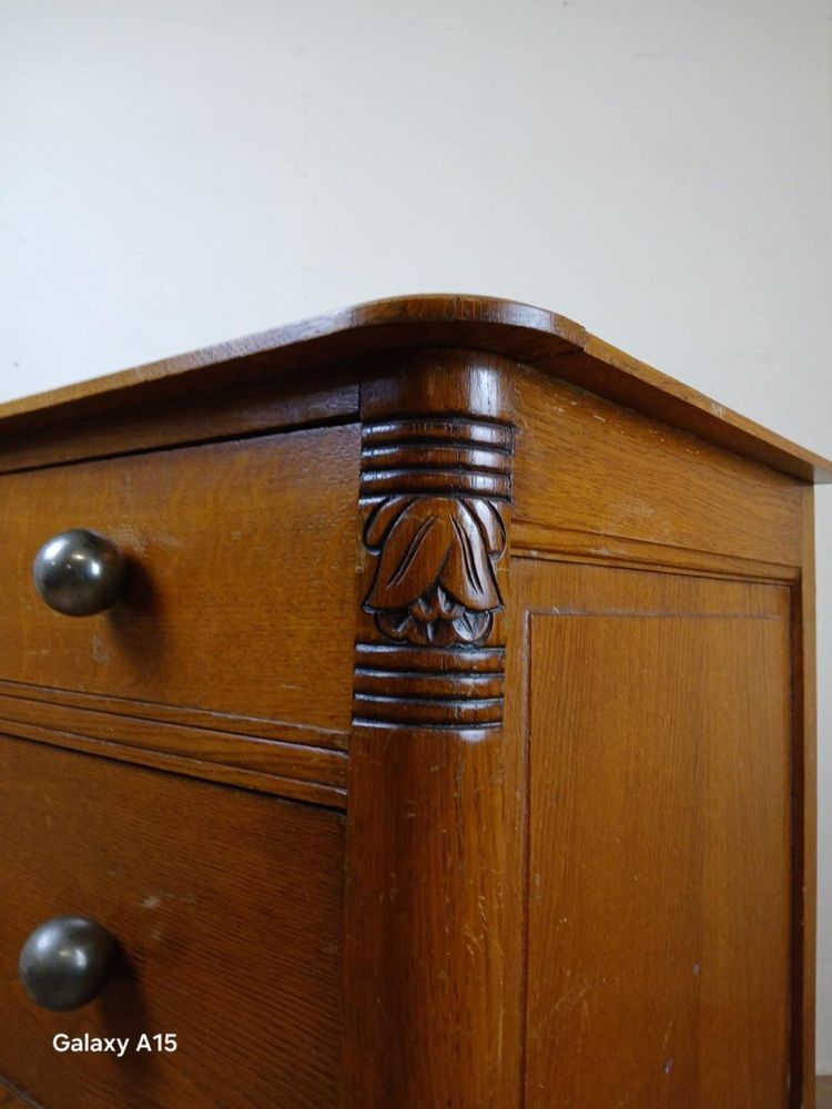 Cassettiera da donna d'epoca in rovere biondo