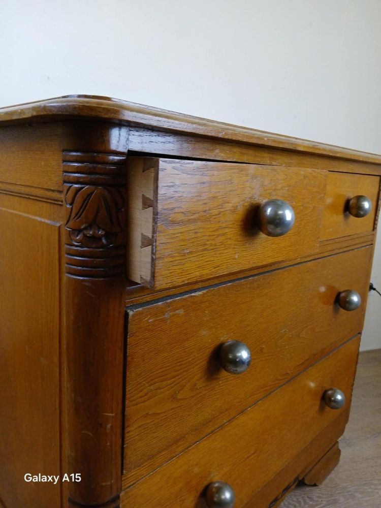 Cassettiera da donna d'epoca in rovere biondo