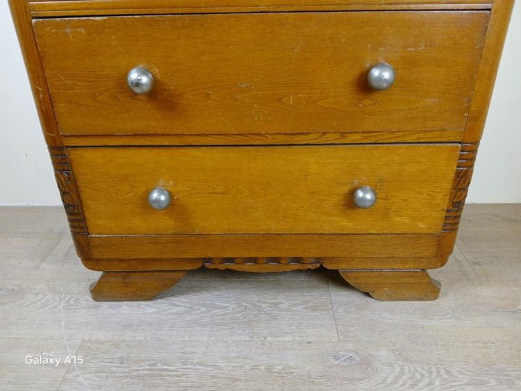 Cassettiera da donna d'epoca in rovere biondo