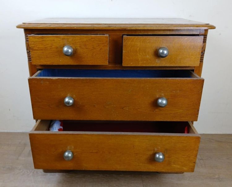 Cassettiera da donna d'epoca in rovere biondo