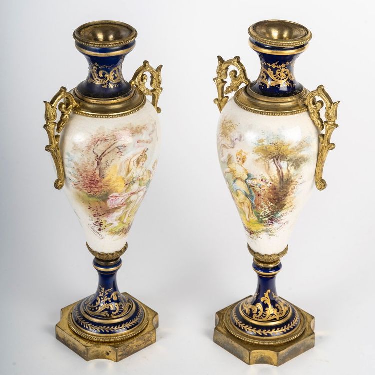 A Pair Of Porcelain And Earthenware Vases, Sèvres Late 19th Century