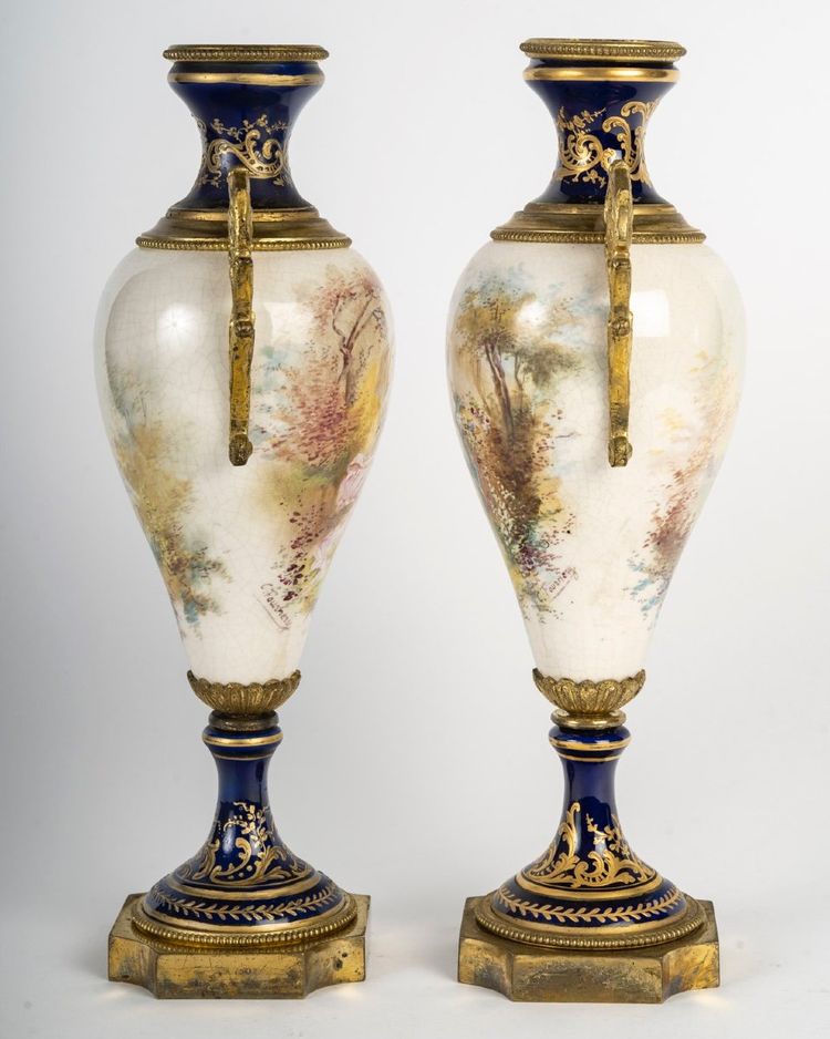 A Pair Of Porcelain And Earthenware Vases, Sèvres Late 19th Century