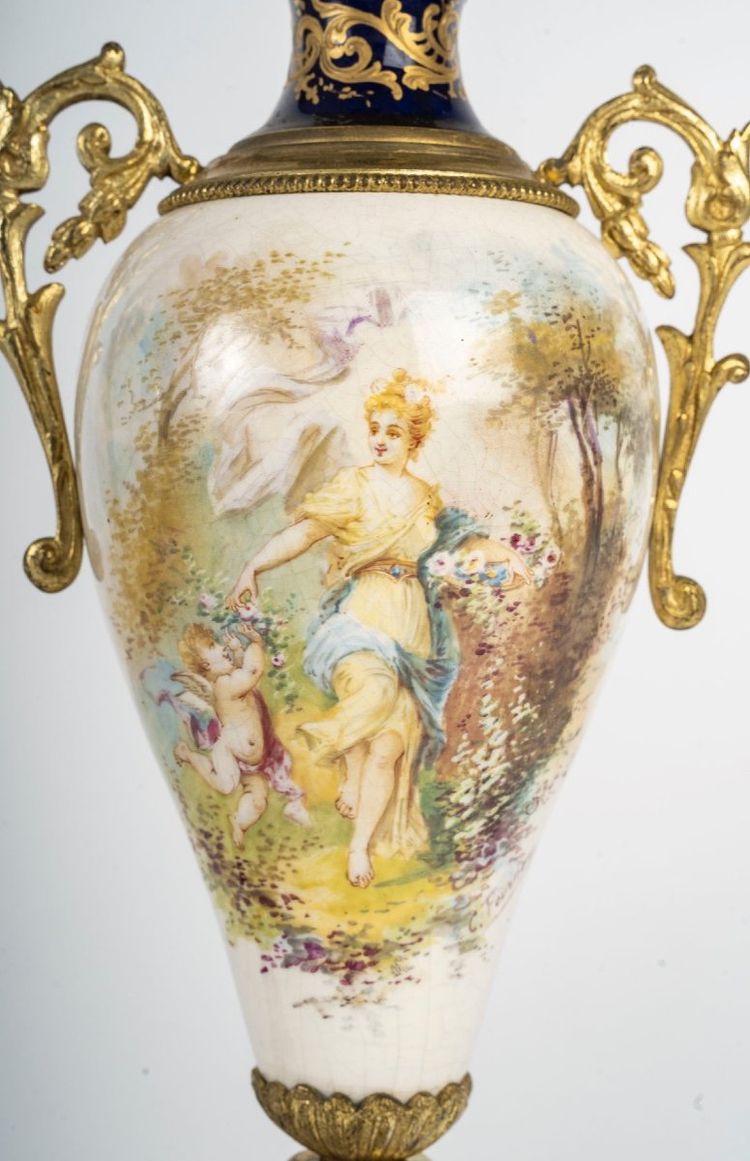 A Pair Of Porcelain And Earthenware Vases, Sèvres Late 19th Century
