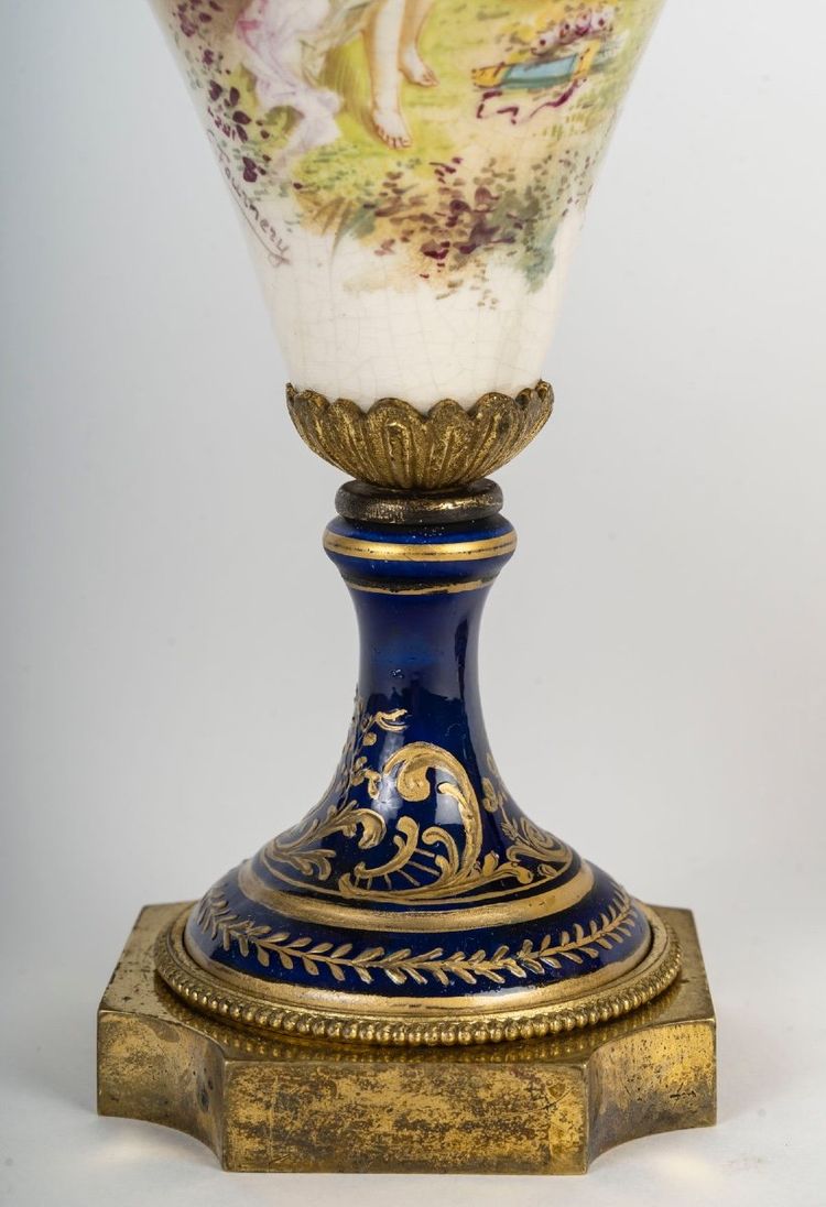 A Pair Of Porcelain And Earthenware Vases, Sèvres Late 19th Century