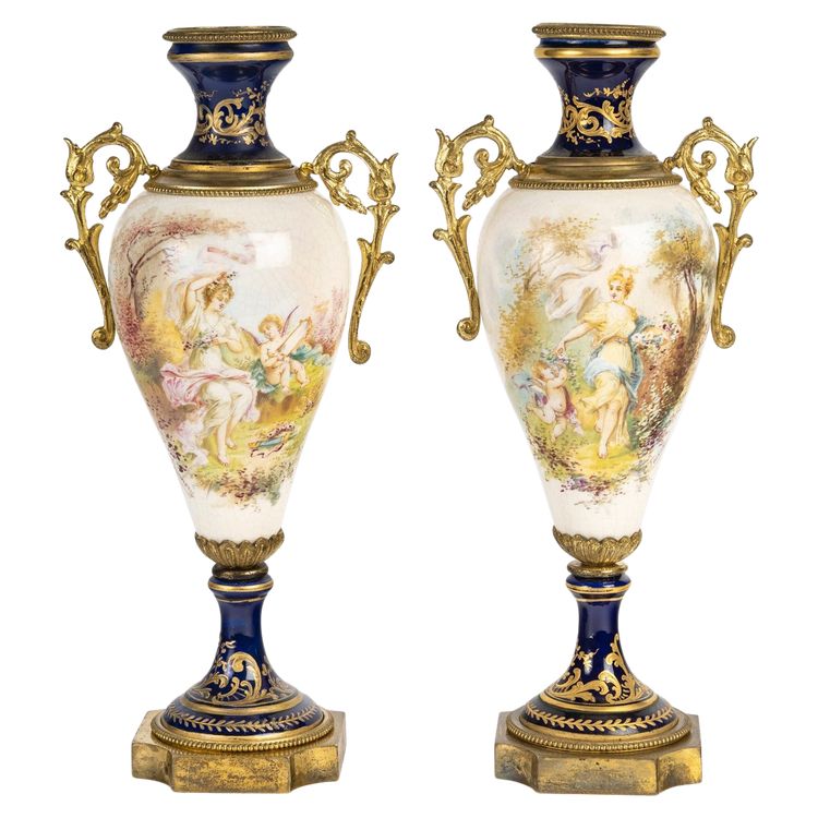 A Pair Of Porcelain And Earthenware Vases, Sèvres Late 19th Century