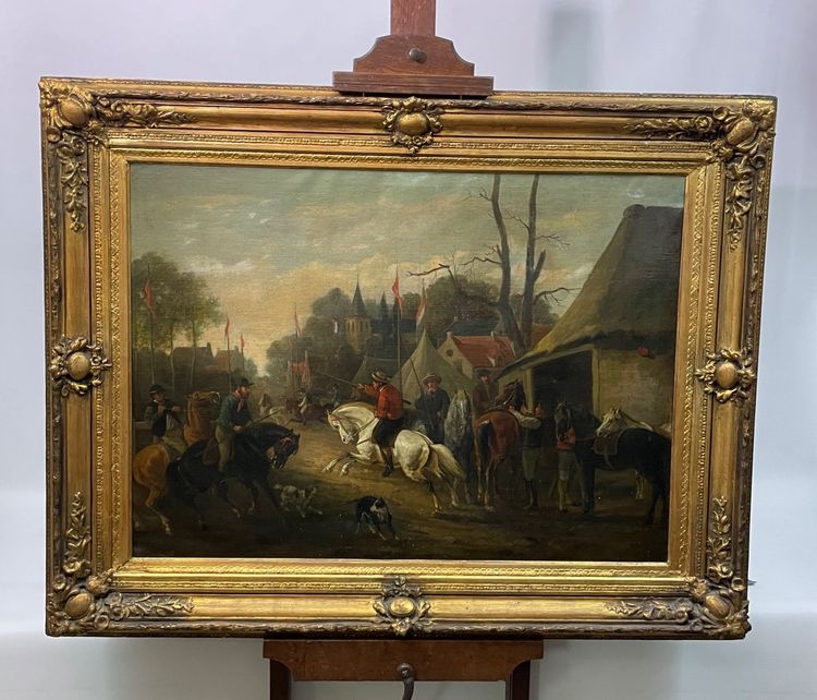 Huile Sur Toile « scène De Chasse » Josef Jodocus Moerenhout