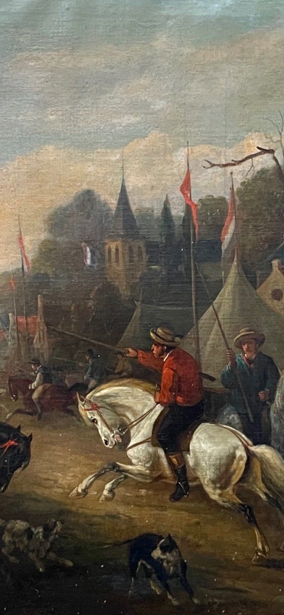 Huile Sur Toile « scène De Chasse » Josef Jodocus Moerenhout