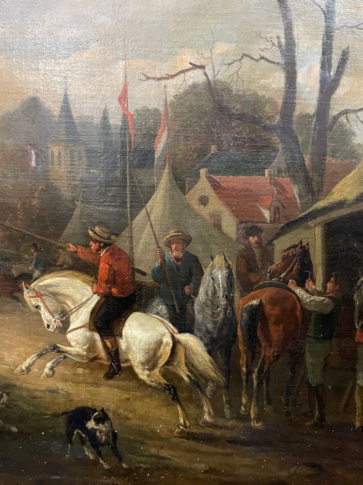 Huile Sur Toile « scène De Chasse » Josef Jodocus Moerenhout